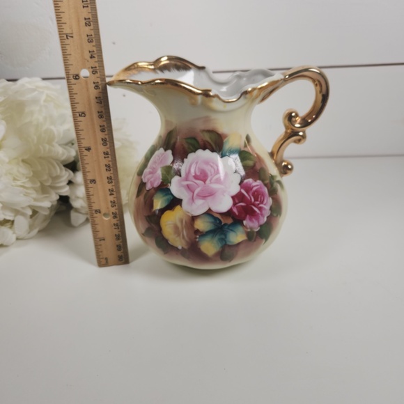 VTG Porcelain Hand-Painted Floral and Gold Trim Water Pitcher, Japan- Ornate - Picture 9 of 9